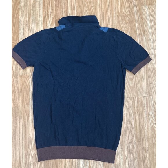 Enrico Cadini Knit Polo Shirt Mens Collared Small Blue Brown Striped Italy - Picture 5 of 6